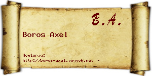 Boros Axel névjegykártya